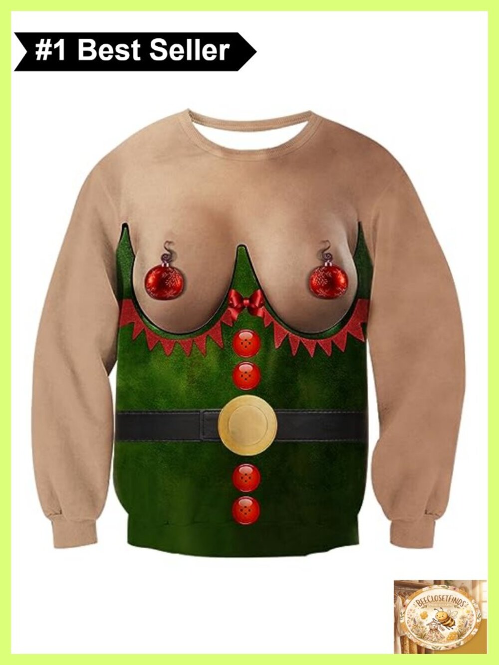 Ugly Christmas Sweatshirt 3D Print Pullover Crew Neck Long Sleeve Holiday Party